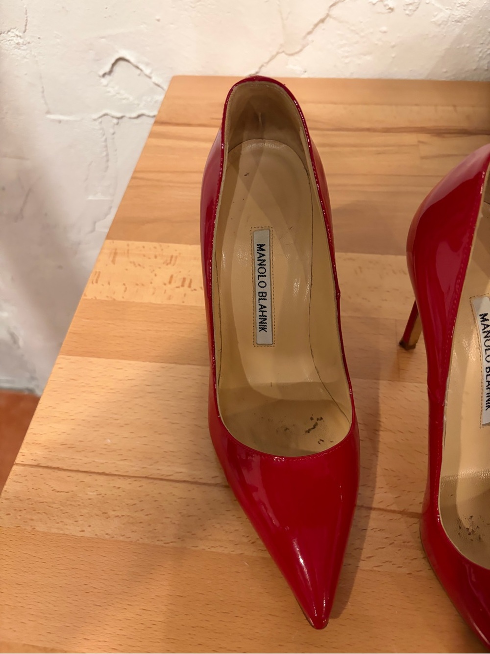 Vintage Manolo Blahnik BB Red Patent Pointed-Toe Pump